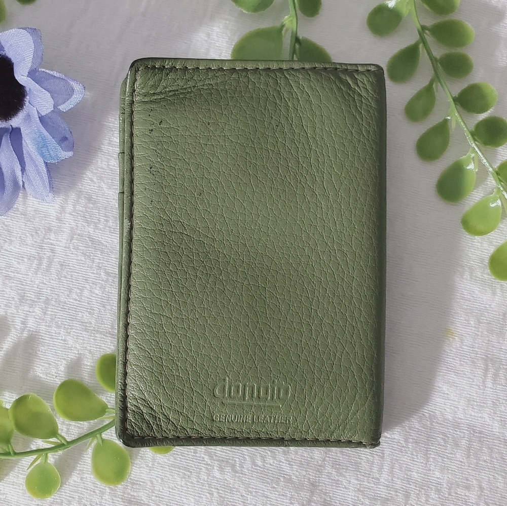 Limited Edition Vintage Compact Sage Green Mini Leather Donato Wallet
